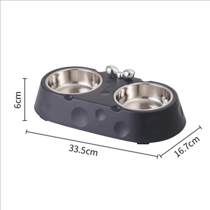 Double Stainless Steel Pet Bowl – Non-Slip Food & Water Feeder for Dogs & Cats