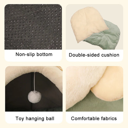 Cartoon Cave Cat Bed – Foldable Soft Pet Sleeping Nest for Cats & Small Dogs