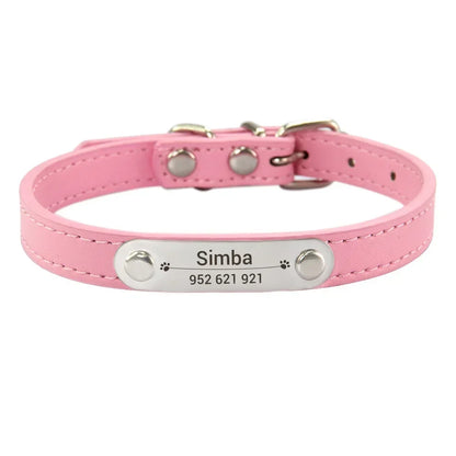 Personalised Dog Collar with Engraved Name & ID — PU Leather, Anti-Lost