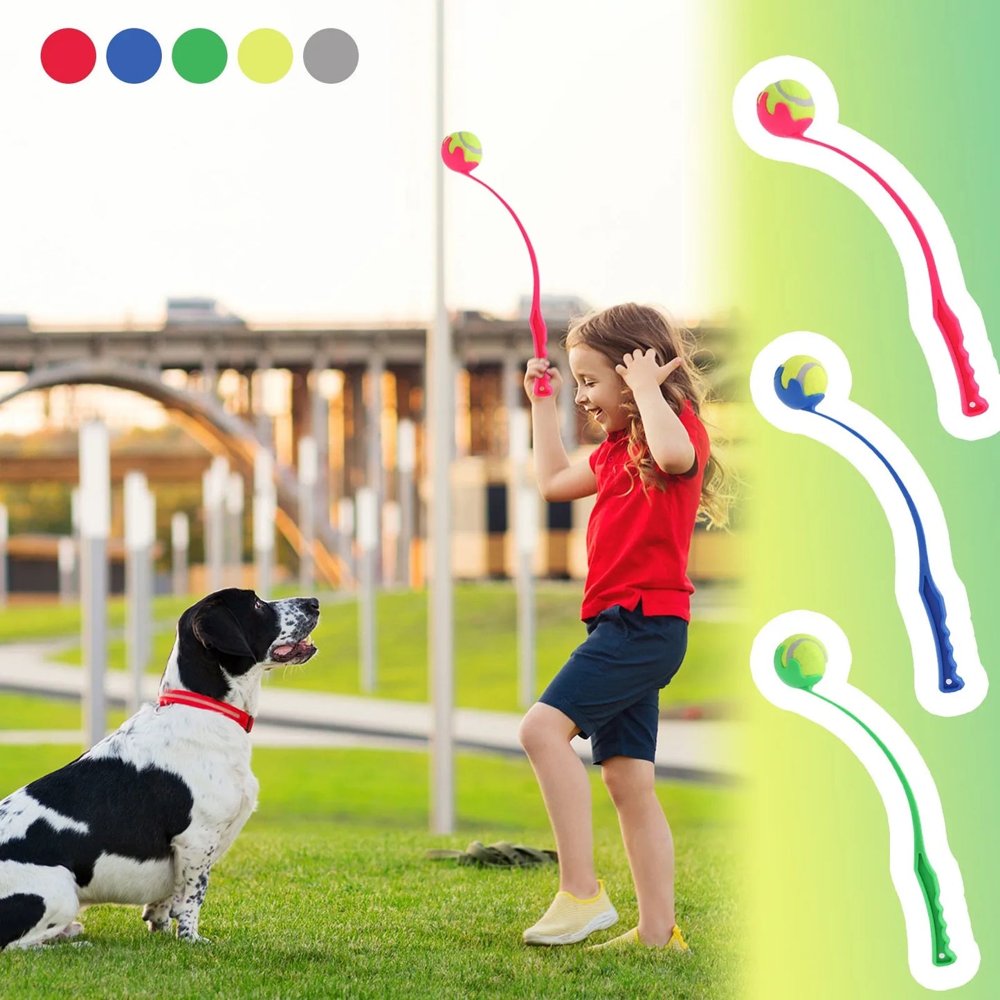 Dog Ball Thrower Stick | Outdoor Training & Play Toy with Tennis Ball