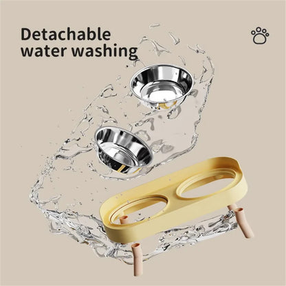 Stainless Steel Dog Bowl – 2-in-1 Food & Water, Anti-Tip Design