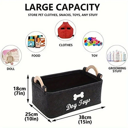 Felt Pet Toy Storage Box – Tidy Organiser for Dog & Cat Toys