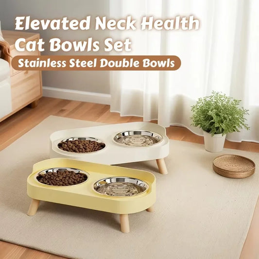 Stainless Steel Dog Bowl – 2-in-1 Food & Water, Anti-Tip Design