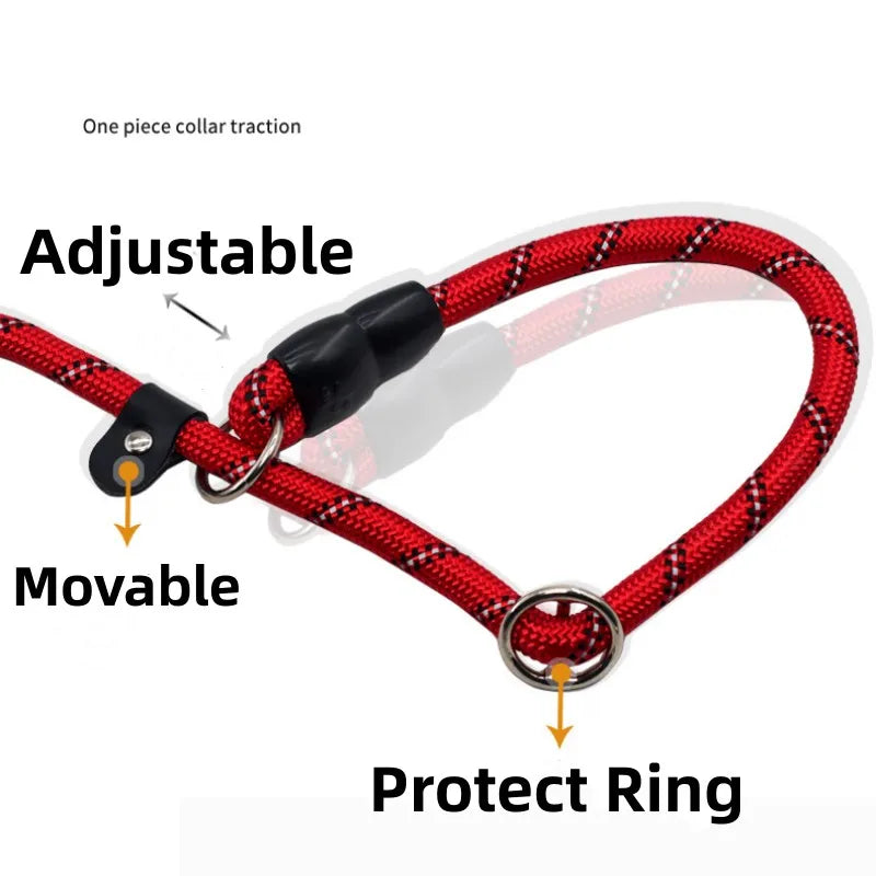 Reflective P-Chain Dog Collar — Adjustable Nylon