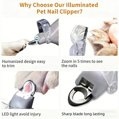 Pet Nail Clipper with LED Light – Precision Trimmer for Dogs & Cats