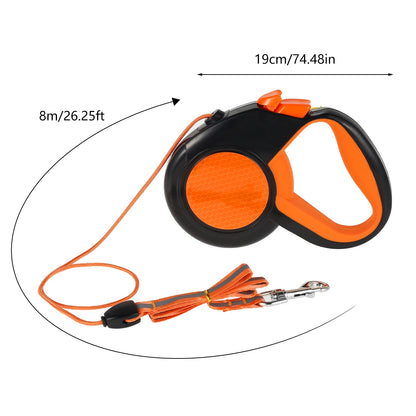 8M Retractable Dog Lead — Heavy Duty Walking Leash with Reflective Tape & Non-Slip Handle | Small, Medium & Large Dogs