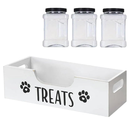 Pet Treat Storage Set – 3 Jars with Wooden Holder