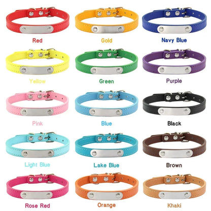 Personalised Dog Collar with Engraved Name & ID — PU Leather, Anti-Lost