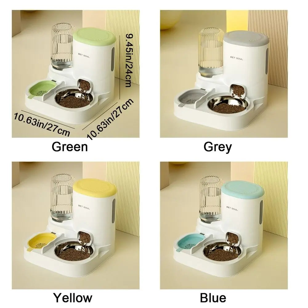 Automatic Pet Feeder & Water Dispenser – Anti-Spill, Large Capacity with Stainless Steel Bowl