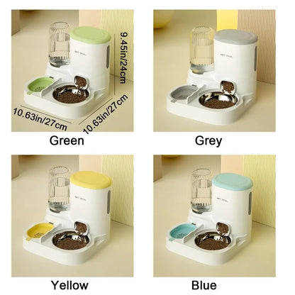 Automatic Pet Feeder & Water Dispenser – Anti-Spill, Large Capacity with Stainless Steel Bowl