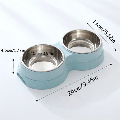 2-in-1 Dual Pet Bowl – Food & Water Feeder for Cats, Puppies & Small Dogs