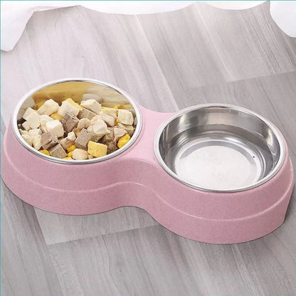 2-in-1 Dual Pet Bowl – Food & Water Feeder for Cats, Puppies & Small Dogs