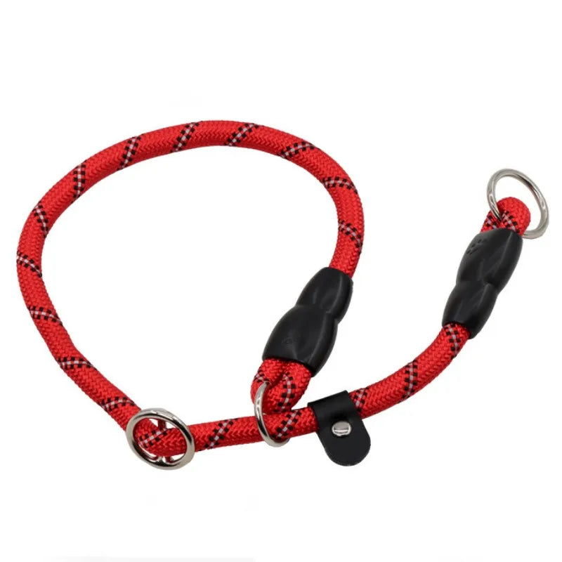 Reflective P-Chain Dog Collar — Adjustable Nylon