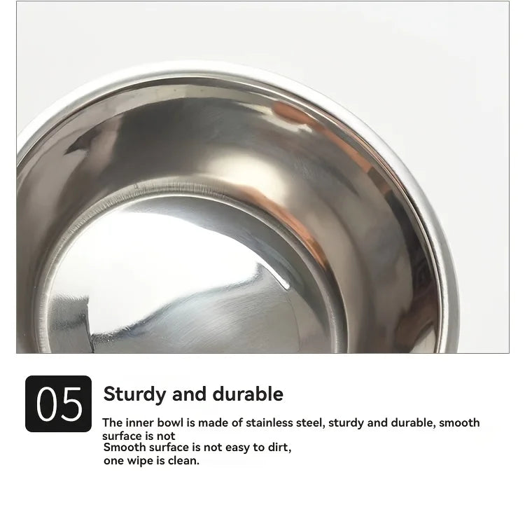 Dual Stainless Steel Pet Bowl – Non-Slip Double Food & Water Dish for Cats & Dogs