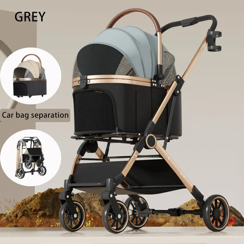 3-in-1 Foldable Pet Stroller | Detachable Bag & Basket | Up to 20kg