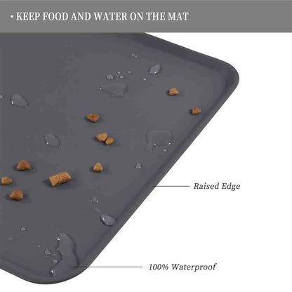 Waterproof Pet Feeding Mat – High Raised Edges Silicone Food Mat for Dogs & Cats