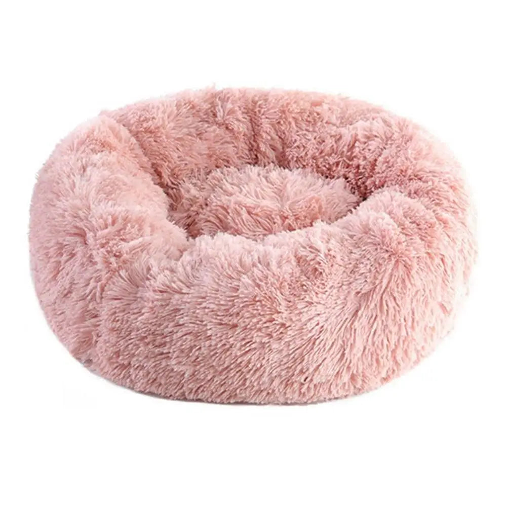 Plush Faux Fur Donut Pet Bed – Warm Round Bed for Cats & Small Dogs