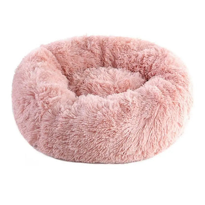 Plush Faux Fur Donut Pet Bed – Warm Round Bed for Cats & Small Dogs