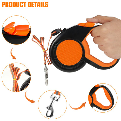 8M Retractable Dog Lead — Heavy Duty Walking Leash with Reflective Tape & Non-Slip Handle | Small, Medium & Large Dogs