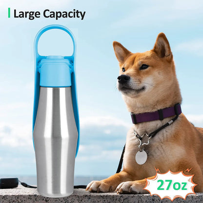 Portable Pet Water Bottle & Feeding Cup | 750ml Travel Set