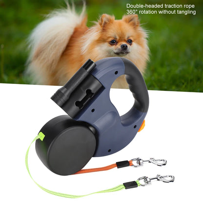 Dual Retractable Dog Lead with LED Light – Walk Two Dogs at Once