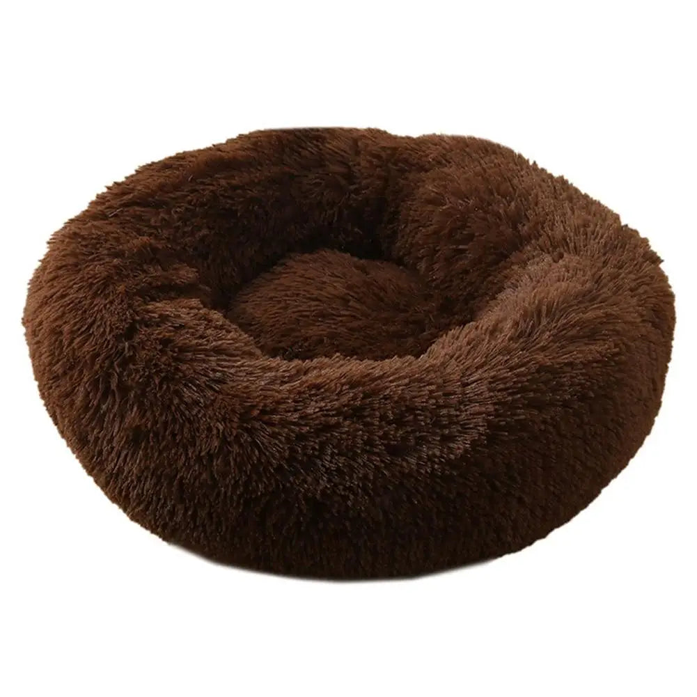 Plush Faux Fur Donut Pet Bed – Warm Round Bed for Cats & Small Dogs