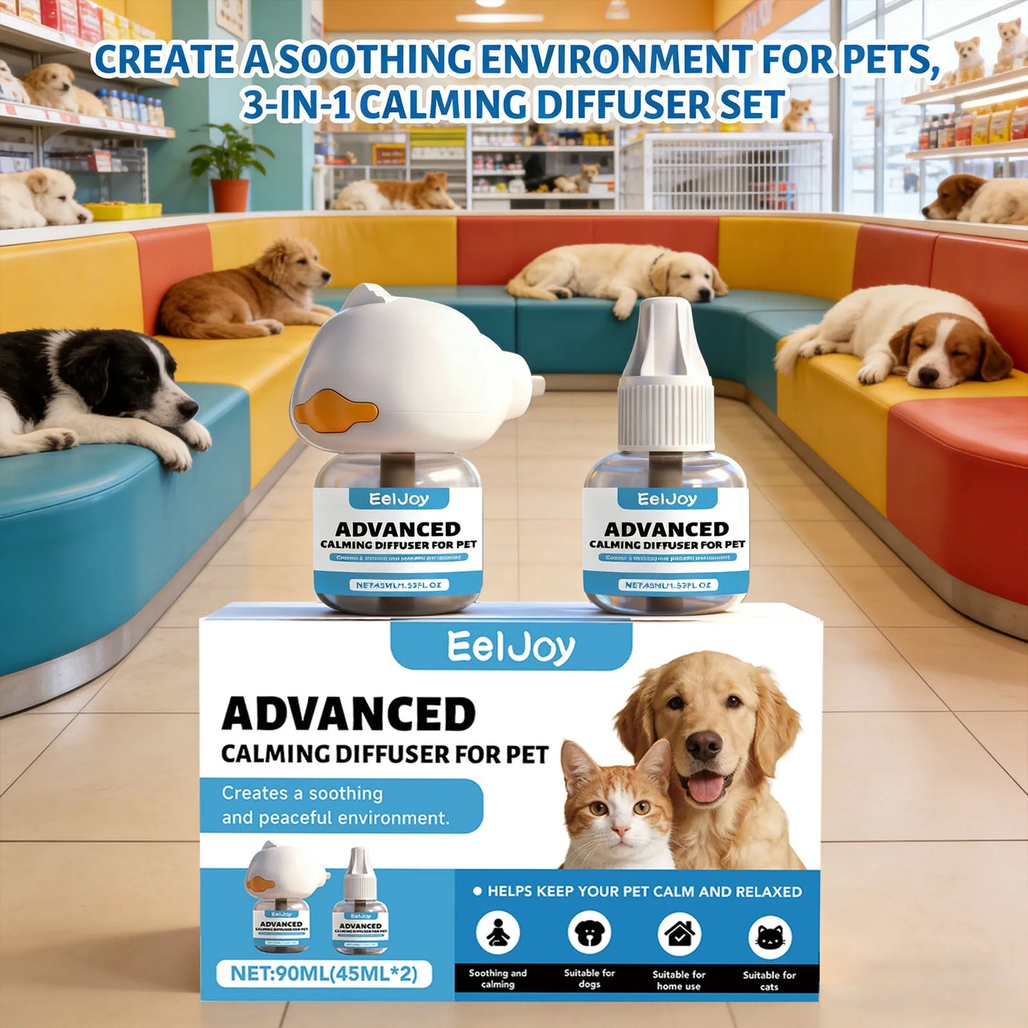 Pet Comfort Diffuser Kit – Soothing Liquid for Dogs & Cats