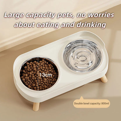 Stainless Steel Dog Bowl – 2-in-1 Food & Water, Anti-Tip Design