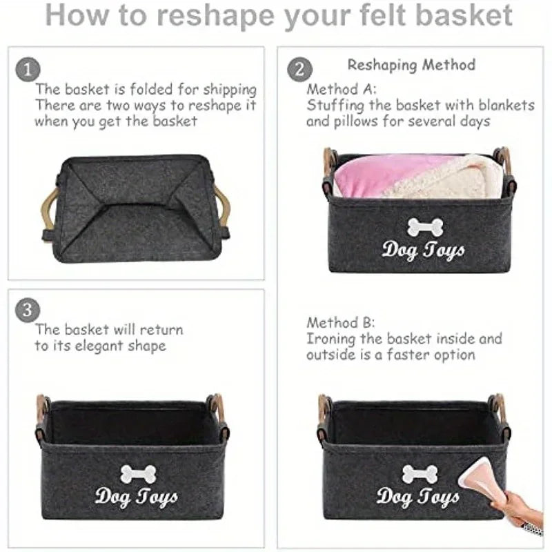 Felt Pet Toy Storage Box – Tidy Organiser for Dog & Cat Toys