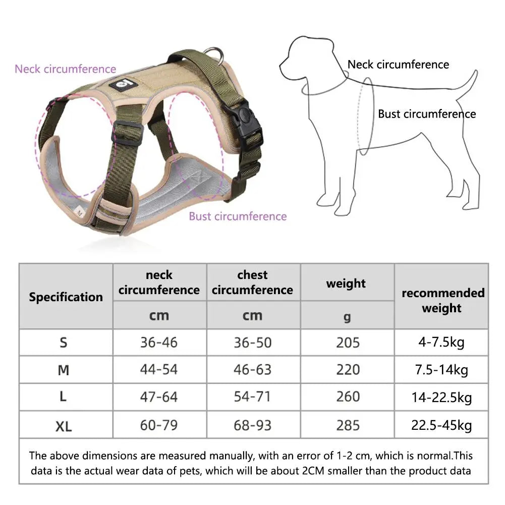 Reflective Oxford Vest Dog Harness — Adjustable for Medium & Large Breeds