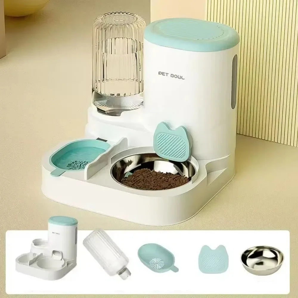 Automatic Pet Feeder & Water Dispenser – Anti-Spill, Large Capacity with Stainless Steel Bowl