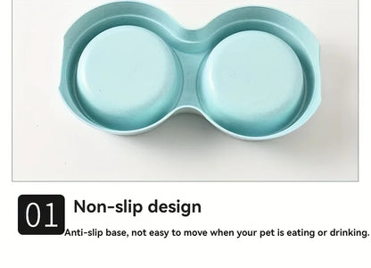 Dual Stainless Steel Pet Bowl – Non-Slip Double Food & Water Dish for Cats & Dogs