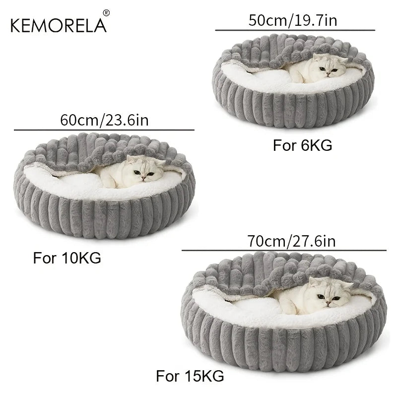 Cozy Hooded Cat Cave Bed – Warm Pet Nest with Non-Slip Bottom for Cats & Dogs