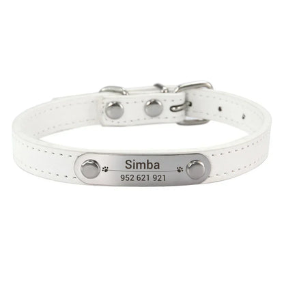 Personalised Dog Collar with Engraved Name & ID — PU Leather, Anti-Lost