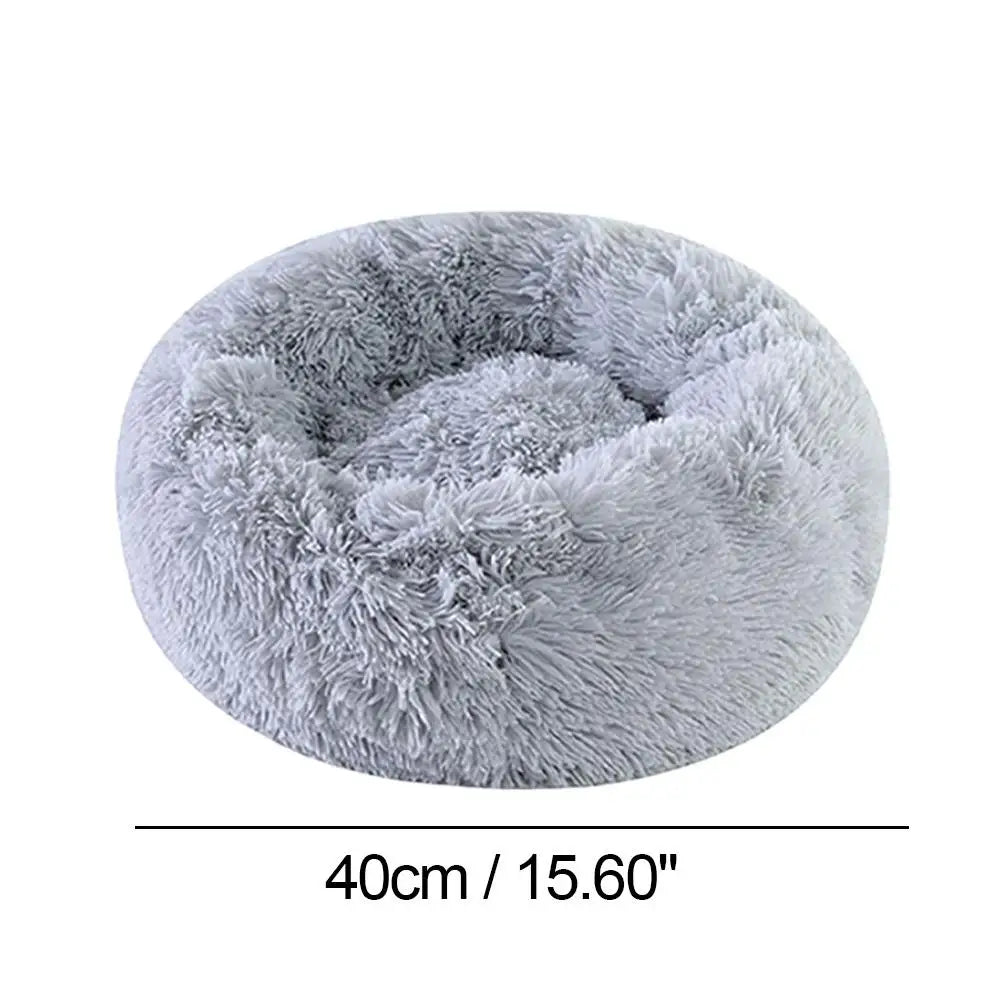 Plush Faux Fur Donut Pet Bed – Warm Round Bed for Cats & Small Dogs