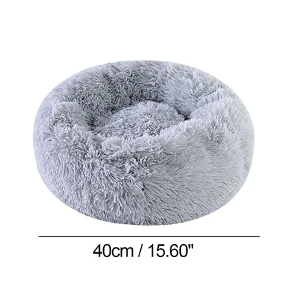Plush Faux Fur Donut Pet Bed – Warm Round Bed for Cats & Small Dogs