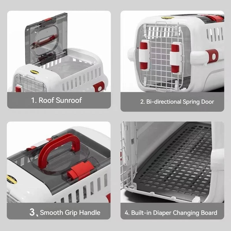 Portable Hard-Shell Pet Carrier | Drop-Resistant Travel Cage & Bed