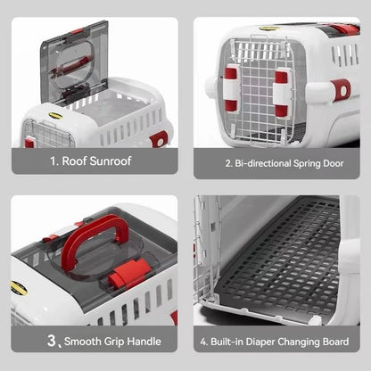 Portable Hard-Shell Pet Carrier | Drop-Resistant Travel Cage & Bed
