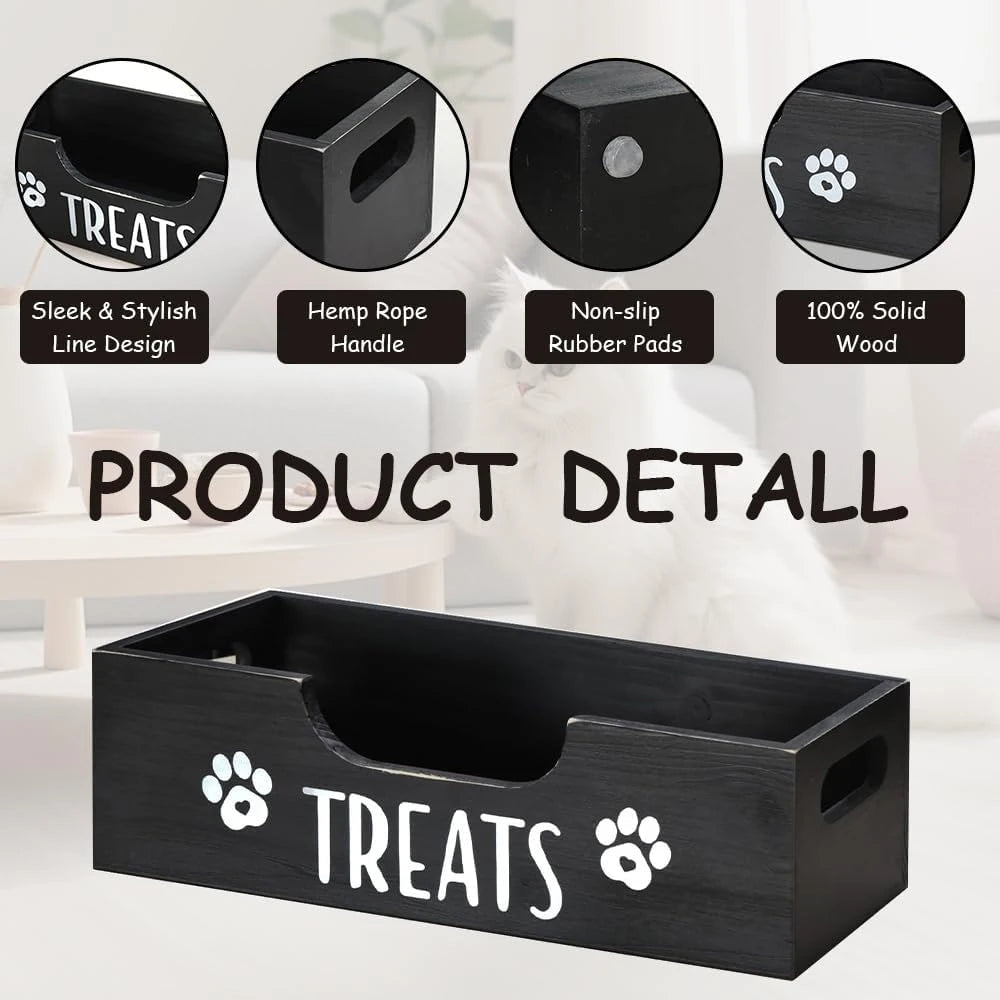 Pet Treat Storage Set – 3 Jars with Wooden Holder