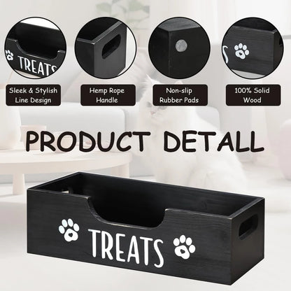 Pet Treat Storage Set – 3 Jars with Wooden Holder
