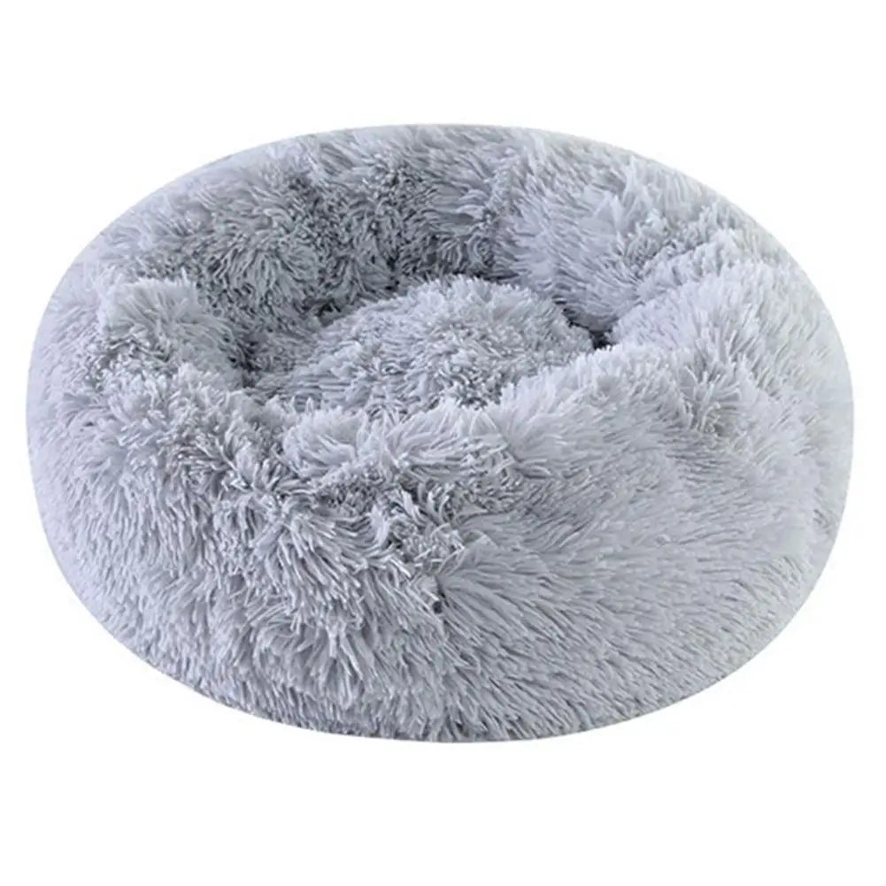 Plush Faux Fur Donut Pet Bed – Warm Round Bed for Cats & Small Dogs