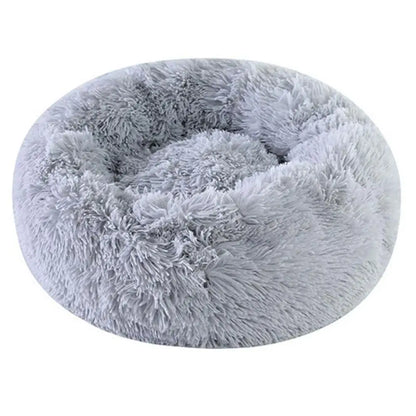Plush Faux Fur Donut Pet Bed – Warm Round Bed for Cats & Small Dogs