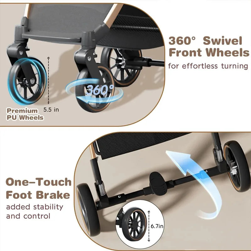 3-in-1 Foldable Pet Stroller | Detachable Bag & Basket | Up to 20kg