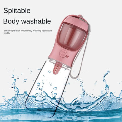 Portable Pet Travel Water Bottle | Food Grade with Snack Dispenser