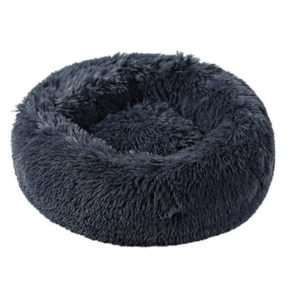 Plush Faux Fur Donut Pet Bed – Warm Round Bed for Cats & Small Dogs