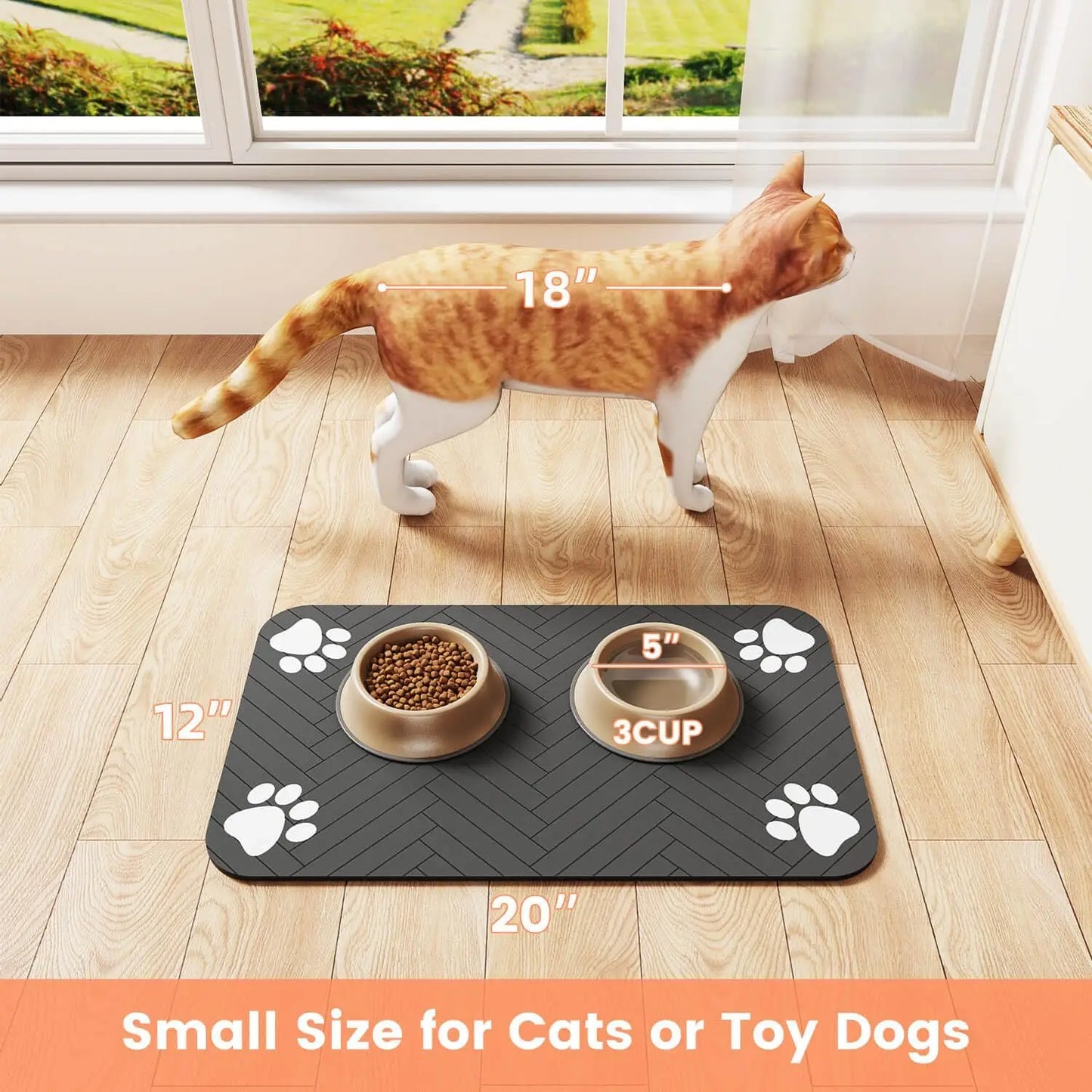 Absorbent Pet Feeding Mat – Waterproof Rubber-Backed Quick-Dry Placemat for Dogs & Cats
