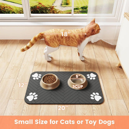 Absorbent Pet Feeding Mat – Waterproof Rubber-Backed Quick-Dry Placemat for Dogs & Cats
