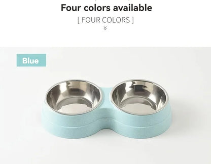 Dual Stainless Steel Pet Bowl – Non-Slip Double Food & Water Dish for Cats & Dogs