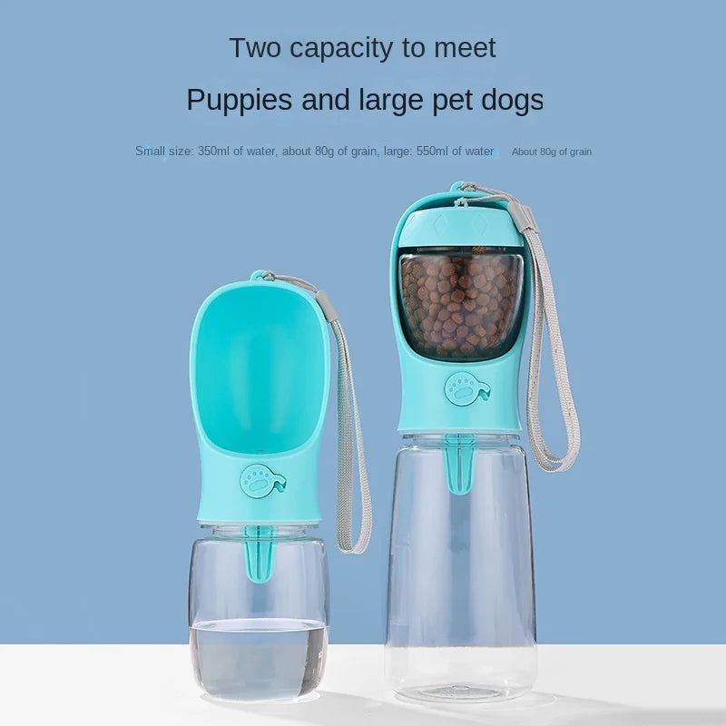 Portable Pet Travel Water Bottle | Food Grade with Snack Dispenser