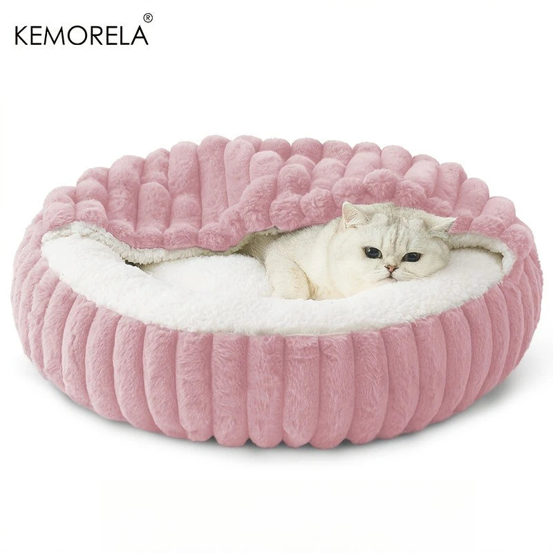 Cozy Hooded Cat Cave Bed – Warm Pet Nest with Non-Slip Bottom for Cats & Dogs